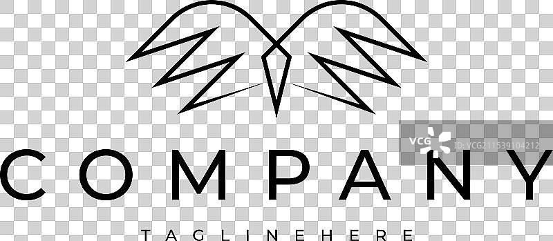 抽象天使翅膀线条风格logo设计图片素材