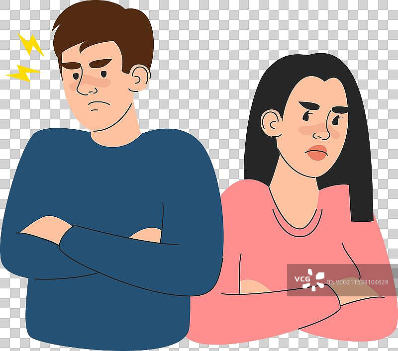 男女角色互相愤怒图片素材