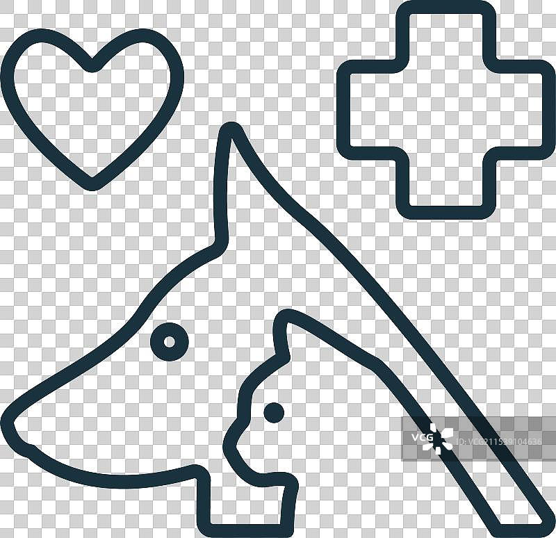 动物救助轮廓图标单色简单标志图片素材