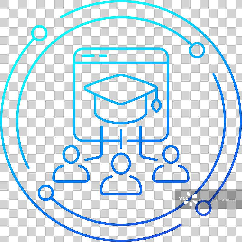 在线教育图标，带有学生的线性设计图片素材