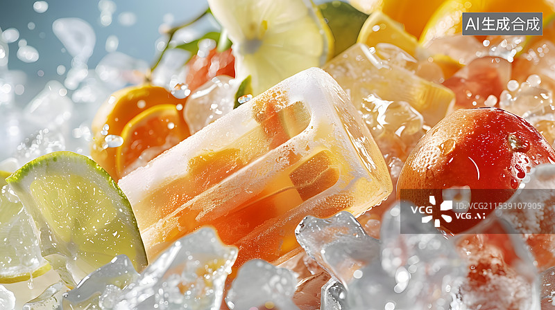 【AI数字艺术】夏日水果冰棍雪糕清爽解暑图片素材