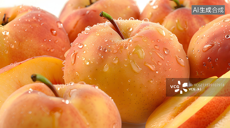 【AI数字艺术】新鲜的黄桃桃子罐头图片素材