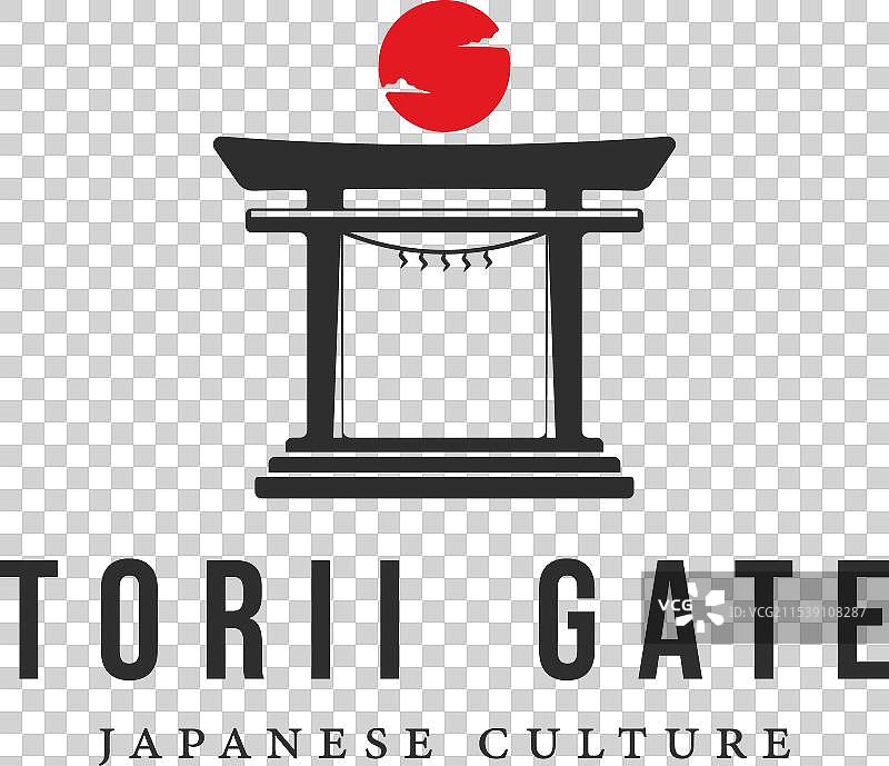 复古风格的鸟居门标志概念模板图标图片素材