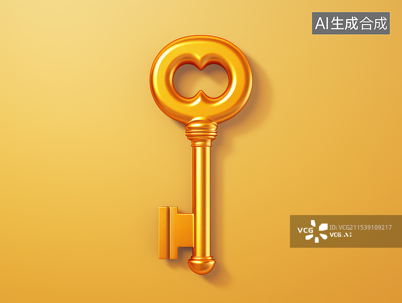 【AI数字艺术】金色复古钥匙开启希望之门图片素材