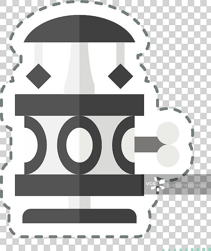 与复古相关的音乐盒贴纸线条剪切图片素材