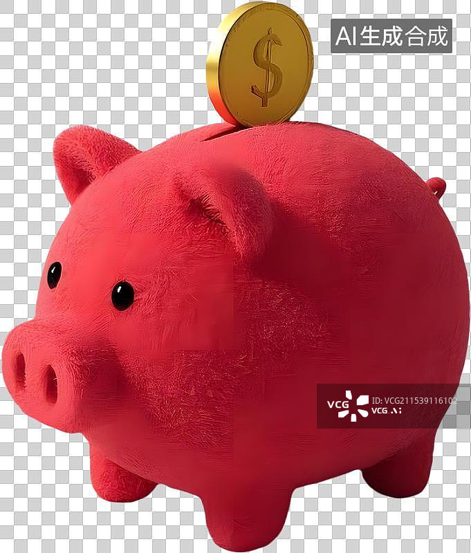 【AI数字艺术】3d毛绒质感储蓄理财小猪图片素材