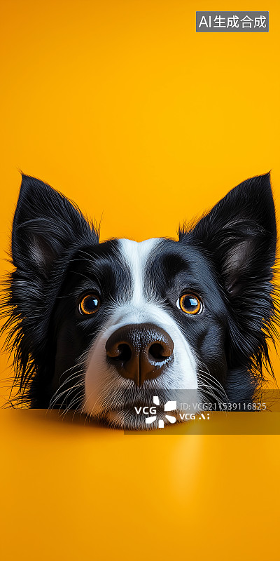 【AI数字艺术】实拍黄色底边牧头像，萌宠犬类肖像特写，展现其可爱忠诚模样，真实呈现黄色边牧的独特魅力。图片素材