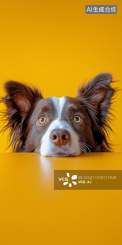 【AI数字艺术】实拍黄色底边牧头像，萌宠犬类肖像特写，展现其可爱忠诚模样，真实呈现黄色边牧的独特魅力。图片素材