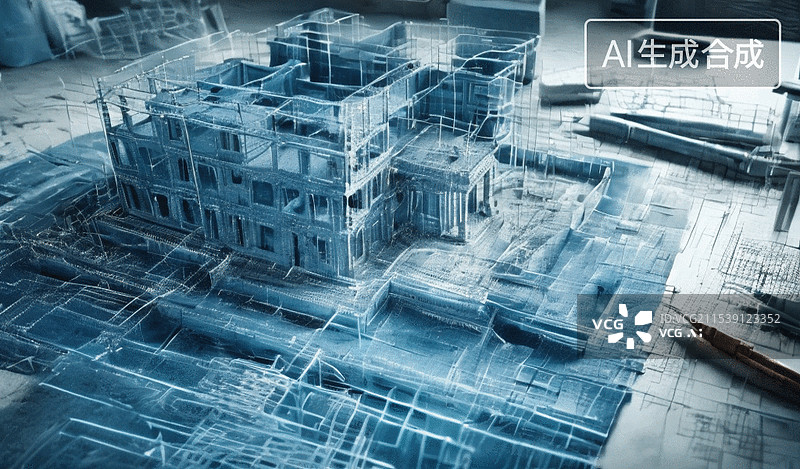 【AI数字艺术】建筑蓝图图片素材