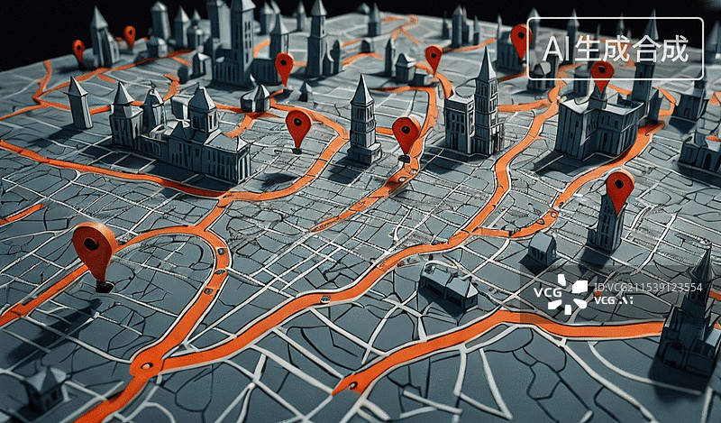【AI数字艺术】城市导航地图图片素材
