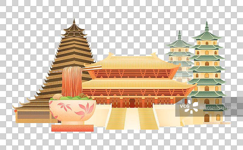 柳州地标建筑插画元素图片素材