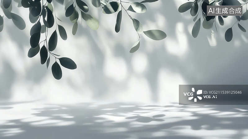 【AI数字艺术】绿意盎然的树叶与光影图片素材