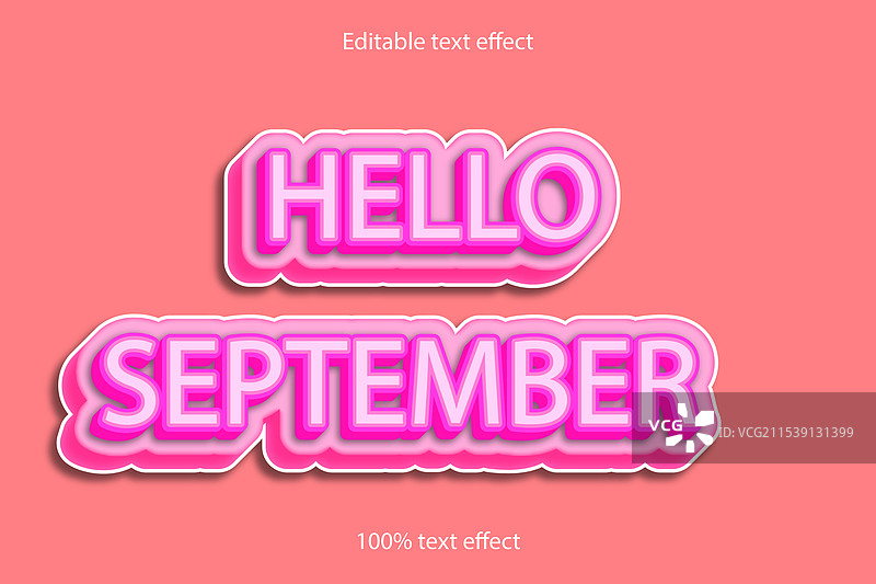 你好，九月文字效果图片素材