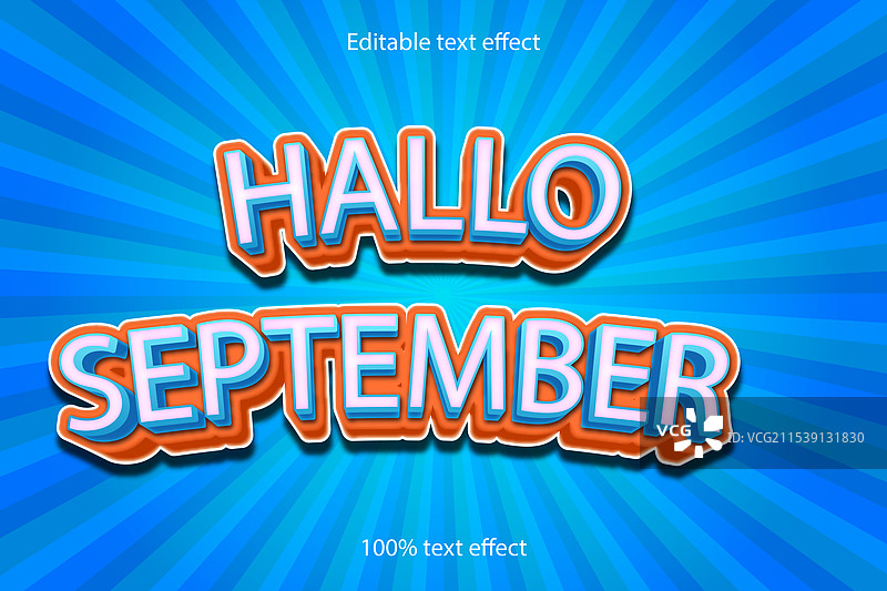 你好，九月文字效果图片素材