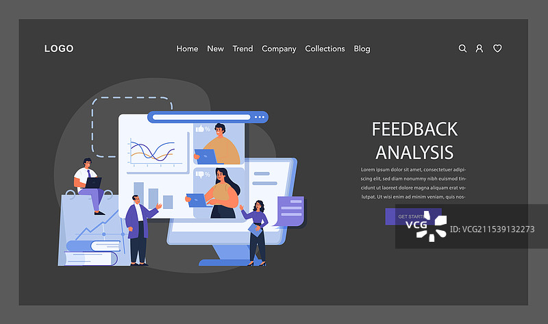 反馈分析概念扁平化图片素材