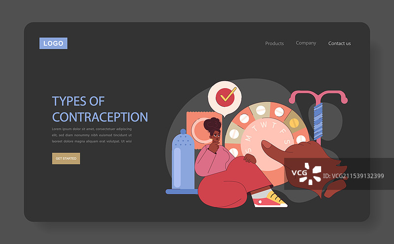 女性思考避孕方式图片素材