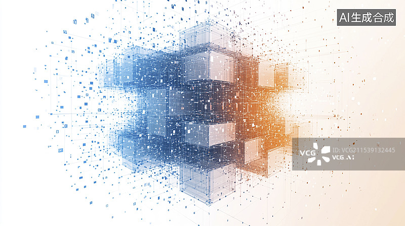 【AI数字艺术】立方体魔方粒子互联网科技背景图片素材