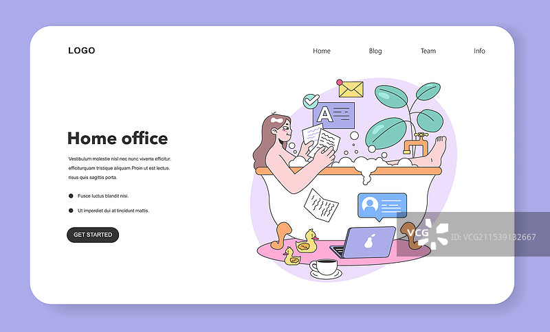 放松的居家办公概念平面图图片素材