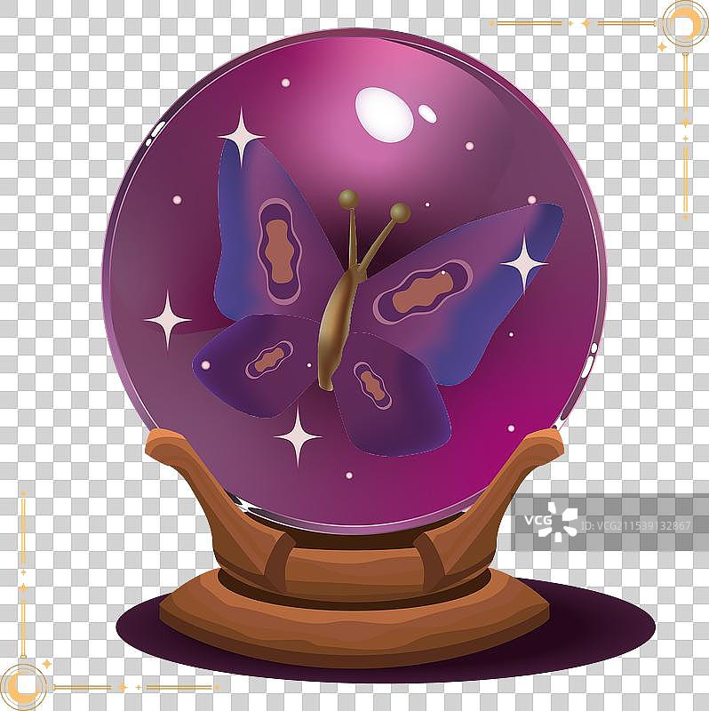 带有蝴蝶的水晶球占卜师图片素材