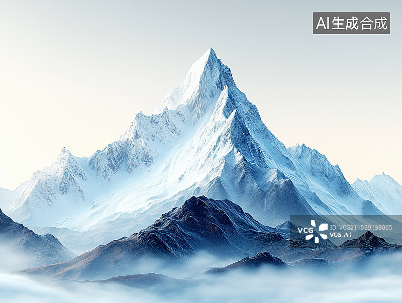 【AI数字艺术】美丽的远峰雪山图片素材