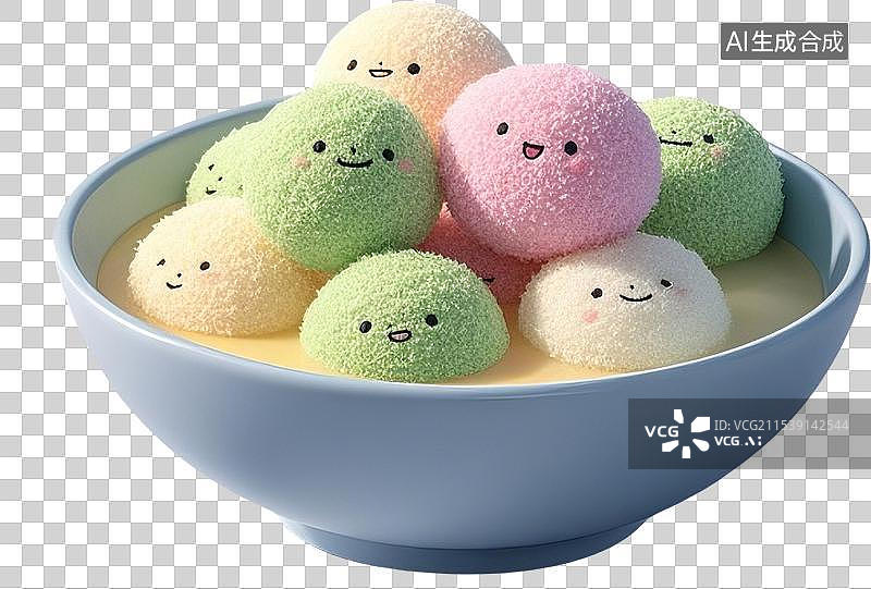 【AI数字艺术】3d可爱毛绒质感小汤圆图片素材