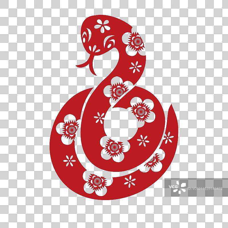 春节新年快乐免扣剪纸蛇年图片素材