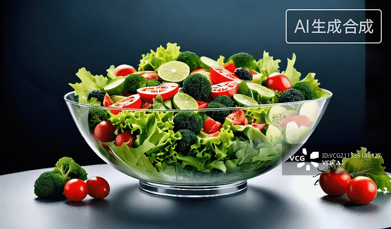 【AI数字艺术】新鲜蔬菜沙拉图片素材