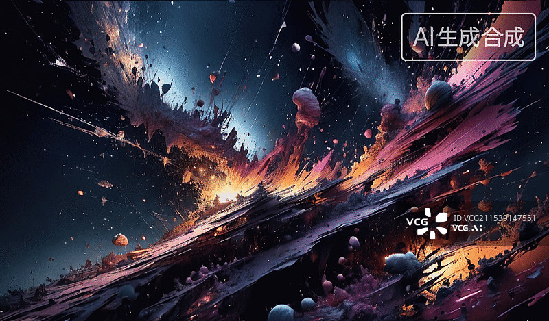 【AI数字艺术】星际风暴图片素材