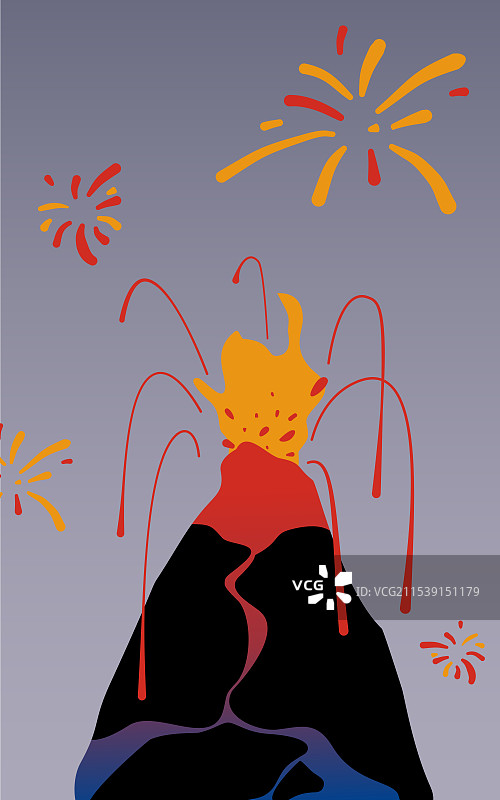 火山喷发出烟花的热烈氛围图片素材