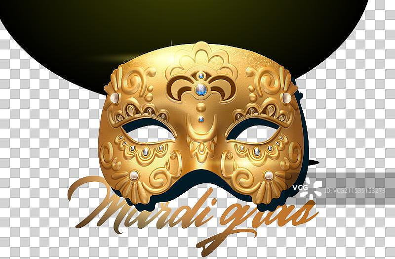 精美的金色狂欢节面具图片素材