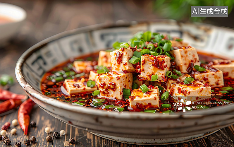 【AI数字艺术】麻婆豆腐锅的美味诱惑浓郁的香气萦绕在碗边图片素材