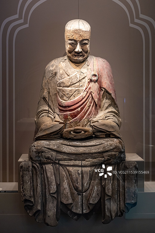 安徽淮南寿县博物馆安徽楚文化博物馆地藏王菩萨木雕造像图片素材