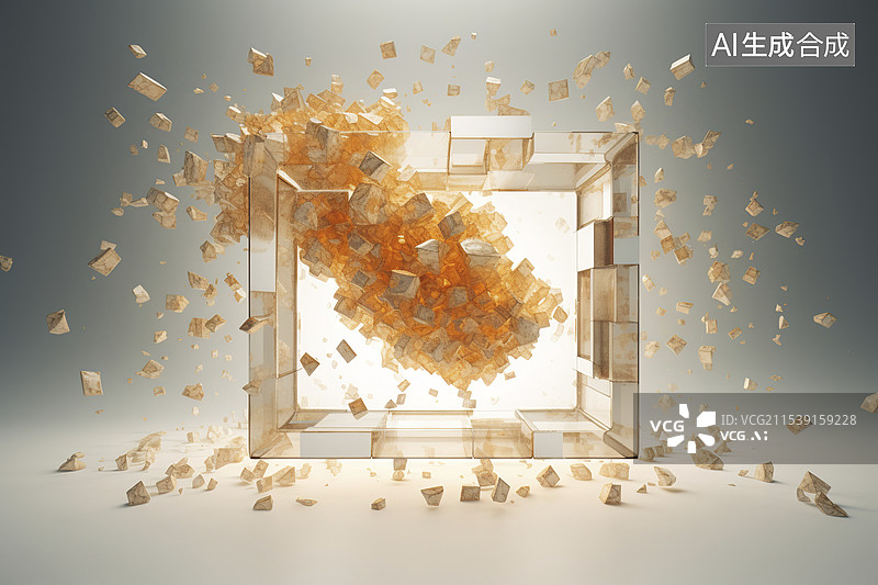 【AI数字艺术】C4D发光的立方体图片素材