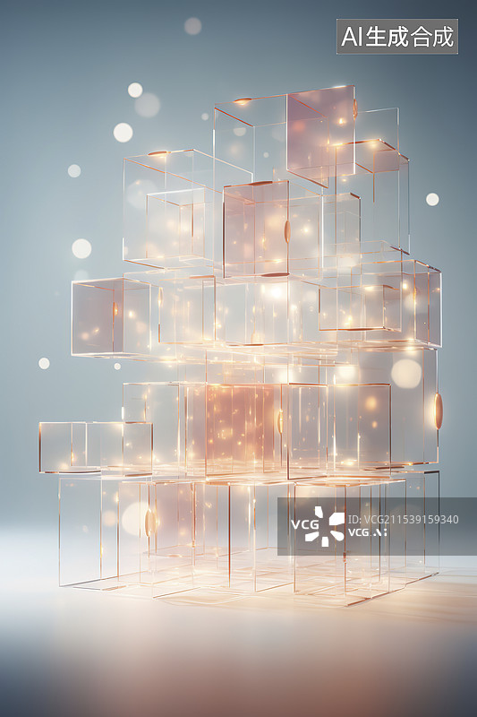 【AI数字艺术】C4D发光的立方体图片素材