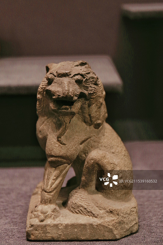 石狮 唐代（公元 618-907年) 吉木萨尔县北庭故城遗址采集 新疆维吾尔自治区博物馆藏图片素材
