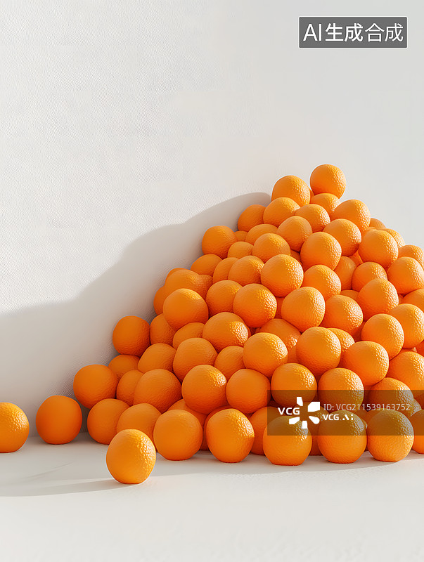 【AI数字艺术】AIGC：堆积的橙子散落创意背景插图图片素材