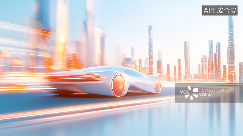 【AI数字艺术】未来科技城市交通概念背景图片素材