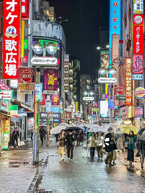 日本东京涩谷商业街夜景图片素材