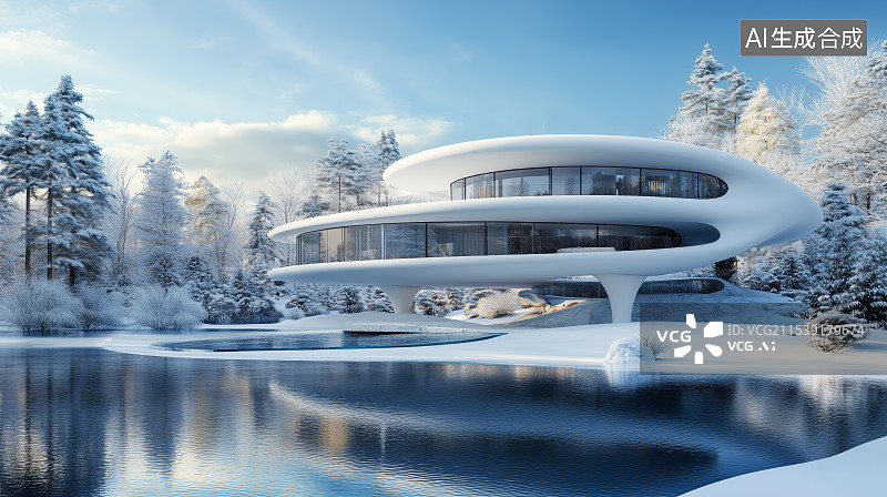 【AI数字艺术】现代别墅房屋建筑设计图片素材