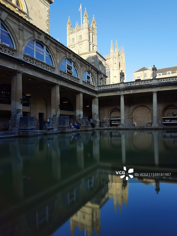 英国巴斯市古罗马浴池图片素材