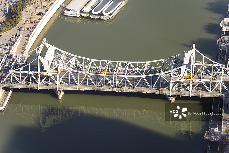 天津解放桥俯视 航拍图片素材