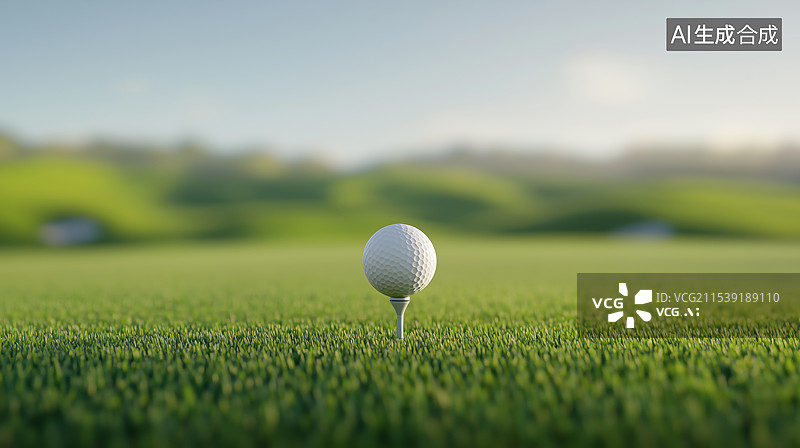 【AI数字艺术】草地上的高尔夫球图片素材