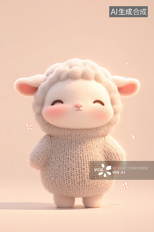 【AI数字艺术】ai-十二生肖-毛绒绒动物玩偶-毛线编织玩具-生肖ip设计-羊图片素材