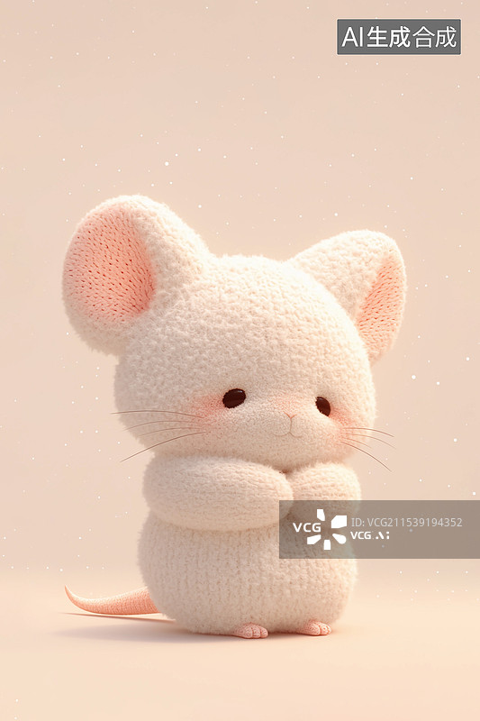 【AI数字艺术】ai-十二生肖-毛绒绒动物玩偶-毛线编织玩具-生肖ip设计-鼠图片素材