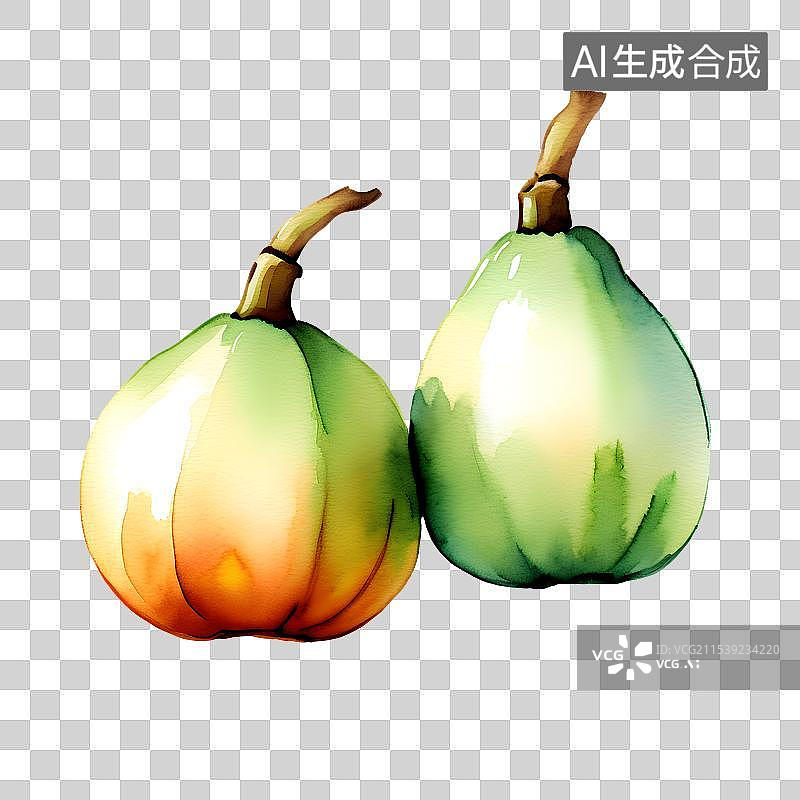 【AI数字艺术】手绘水果系列 水彩插画免抠元素 莲雾图片素材