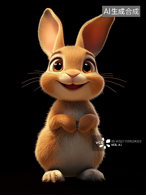 【AI数字艺术】3D卡通兔子中国十二生肖动物图片素材