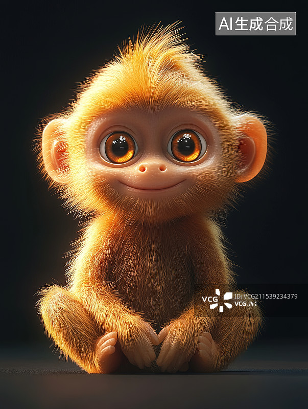 【AI数字艺术】3D卡通猴子中国十二生肖动物图片素材