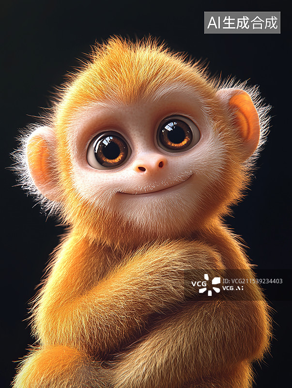 【AI数字艺术】3D卡通猴子中国十二生肖动物图片素材