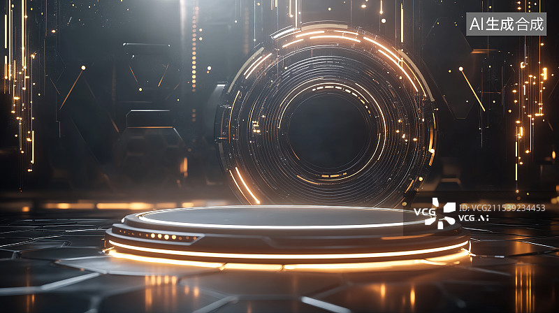 【AI数字艺术】未来科技风格宇航飞船内部建筑背景图片素材