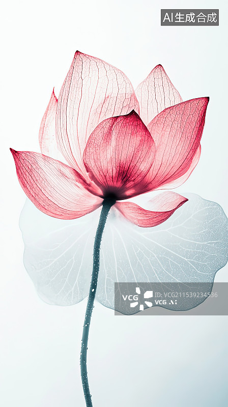 【AI数字艺术】夏天半透明荷花莲花荷叶艺术壁纸图片素材